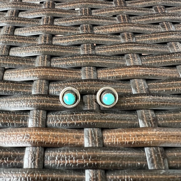 Boho Turquoise Stud Earrings - Picture 4 of 5
